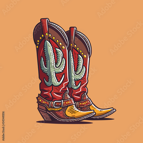 Colourful illustration of a cowboy boots