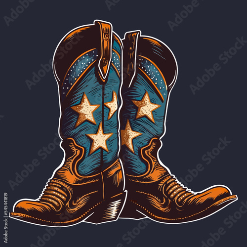 Colourful illustration of a cowboy boots