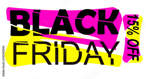 black friday promotion tag 15 percent off pink and black photo