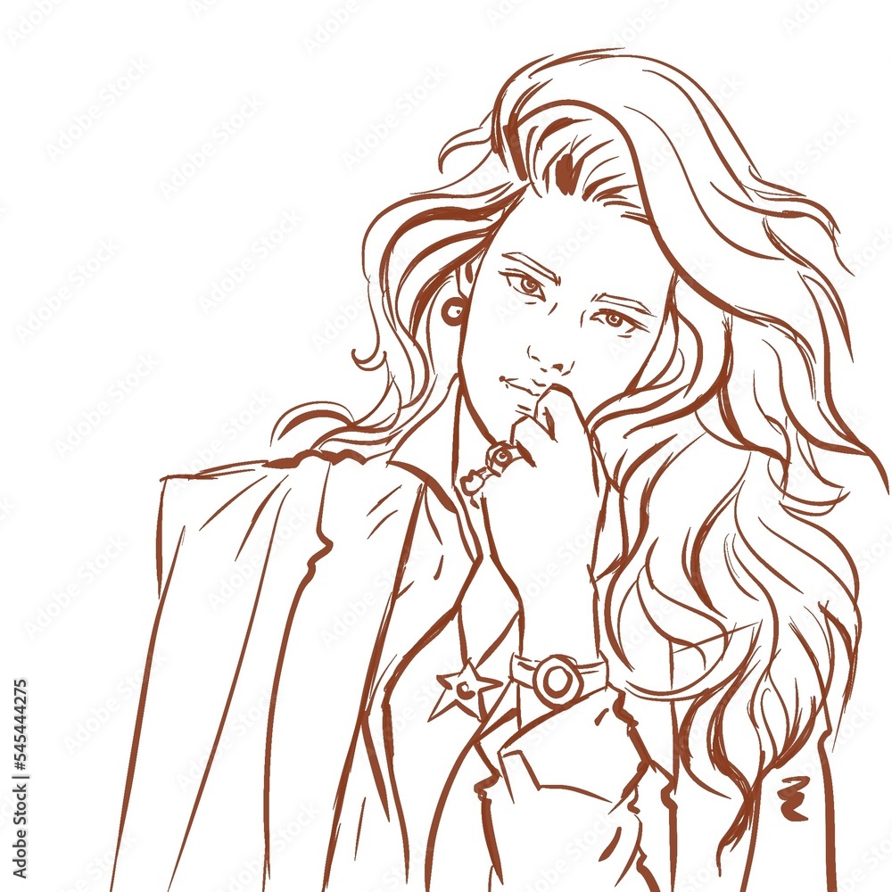 long hair girl with a jacket digital art for card illustration decoration long hair girl with a jacket digital art for card illustration decoration