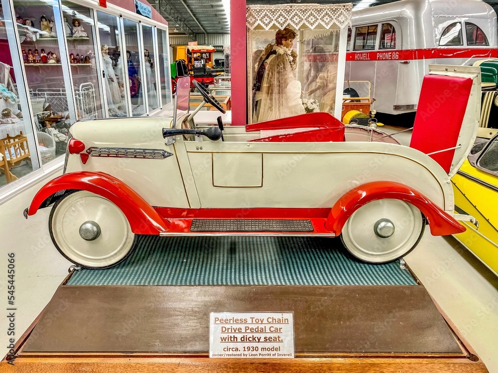 Vintage toy pedal car on display at the National Transport Museum in  Inverell, NSW, Australia Stock-Foto | Adobe Stock