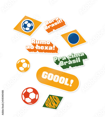 Adesivos stickers ilustração Brasil na copa do mundo de 2022 torcida rumo ao hexa.