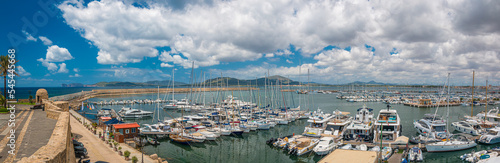panorama view at city port alghero sardinia, italy
