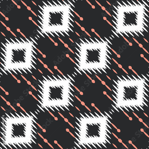 Ikat diamond tribal chevron Seamless Pattern. Ethnic Geometric Ikkat Batik Digital vector textile Design for Prints Fabric saree Mughal brush symbol Swaths texture Kurti Kurtis Kurtas