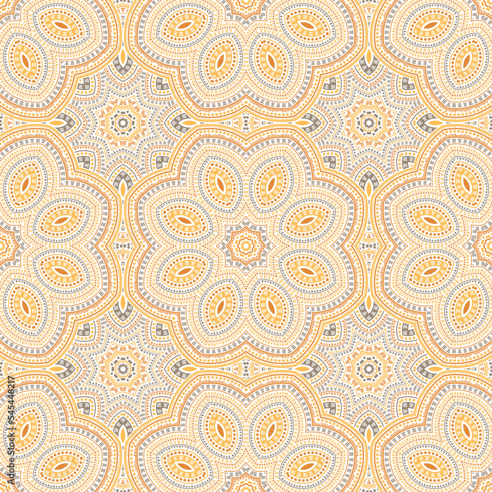 Arabic ethnic geometric vector seamless ornament. Batik patchwork design. Retro portuguese pattern. Pottery decor design. Geometric shapes elements texture.