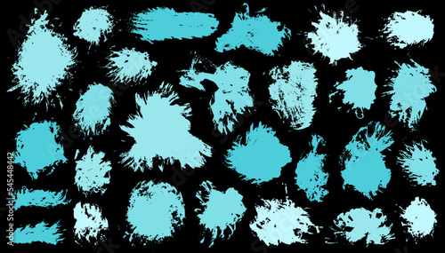 Watercolor dirt daub vector pack. Hand drawn smudge blotch abstract shapes. Splotch splash web banner stencil collection. Brush stroke gouache spots drawing.