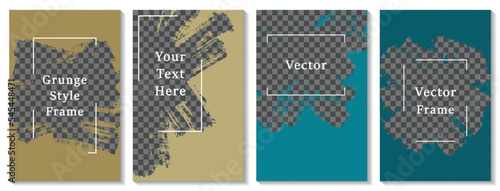 Brush stroke painted frame social media story post template set.