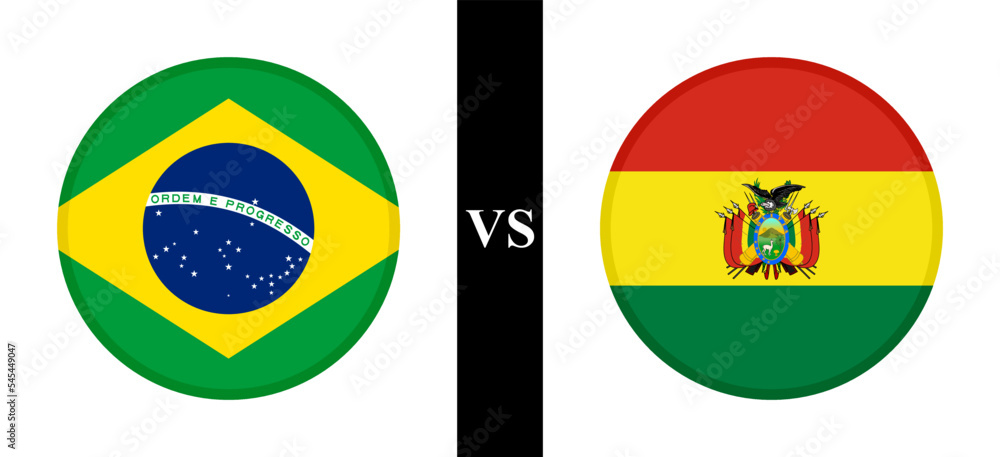 the concept of brazil vs bolivia. flags of brazilian and bolivian