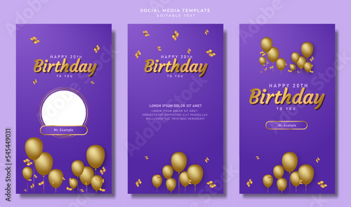 Vector Template of Happy birthday good for social media stories, banner template and wedding invitation