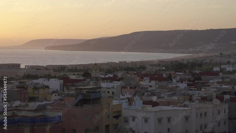 Sunset on the sea in Tamraght, Morocco Sunset on the sea in Tamraght, Morocco