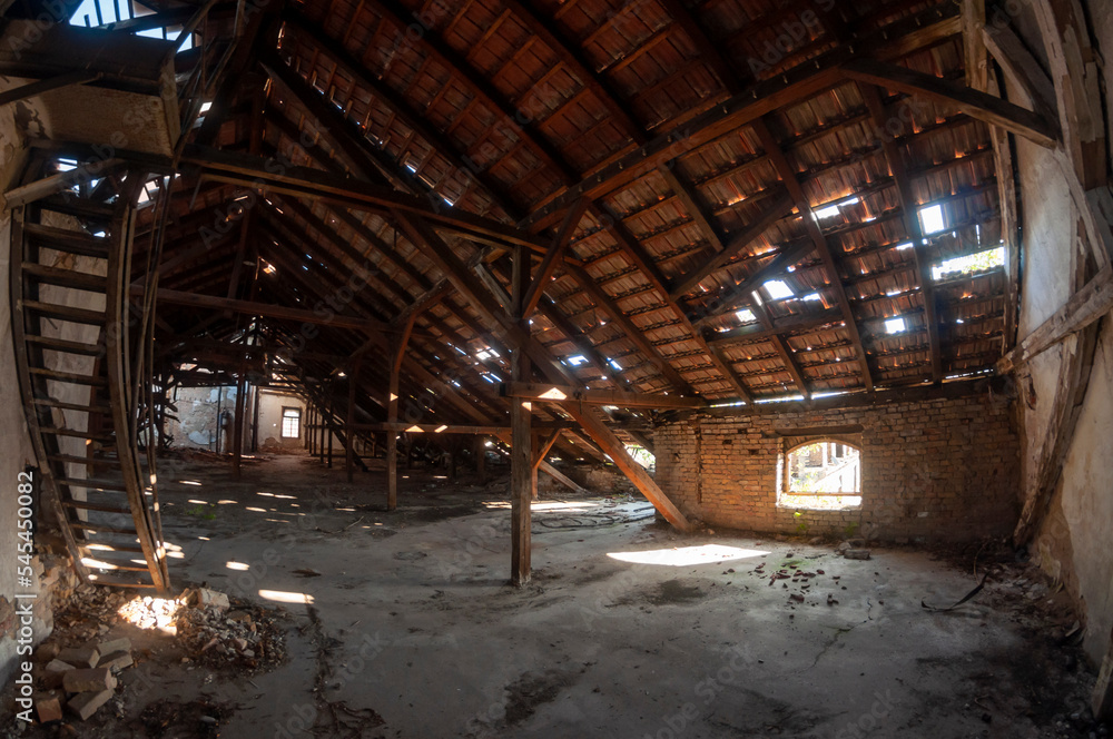 Old abandoned historic brick brewery in Budapest, Hungary