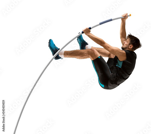 Professional pole vaulter. Isolated