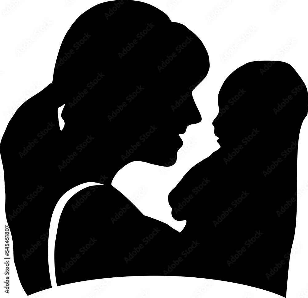 silhouette of a mother and baby