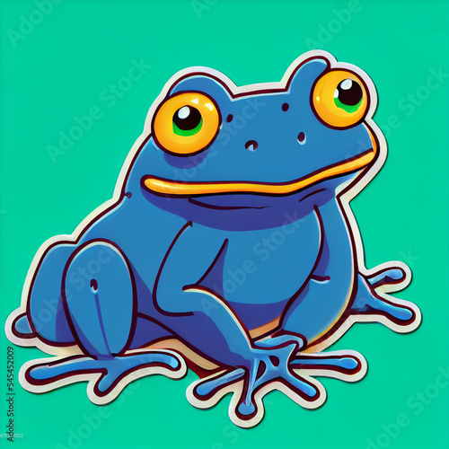 Cute blue frog sticker 