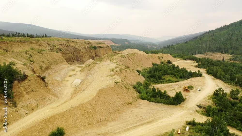 Gold mines near Dawson City in Yukon Territory, Canada. Aerial drone view Gold mines near Dawson City in Yukon Territory, Canada. Aerial drone view