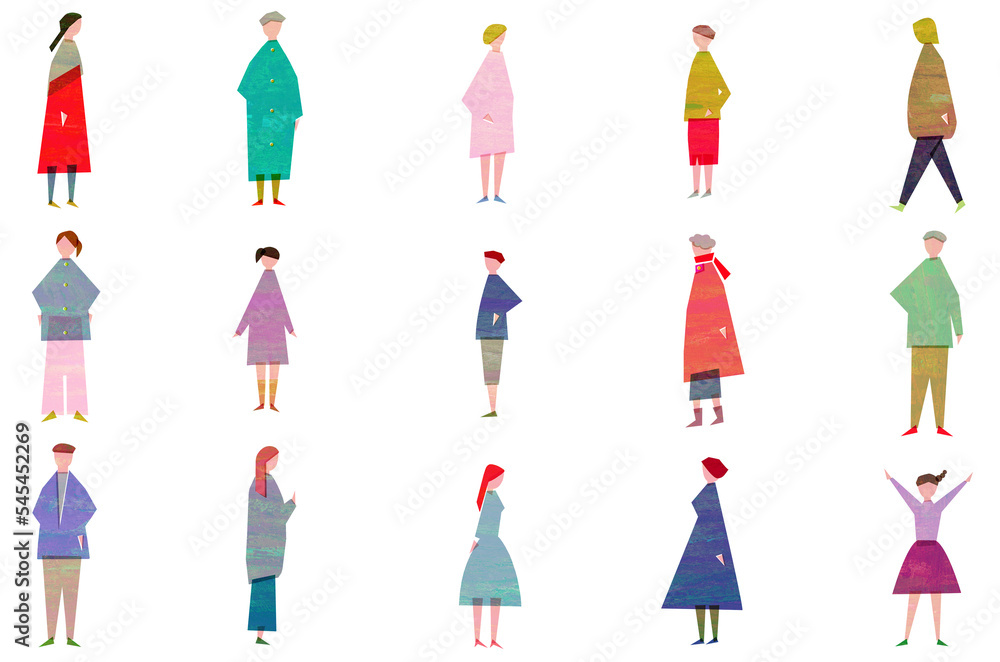 色々なポーズの老若男女 色々なポーズの老若男女