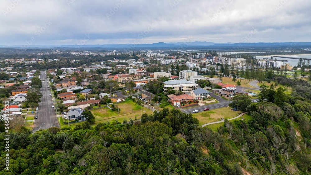Aerial view of Windmill Hill Reserve in Port Macquarie, Australia