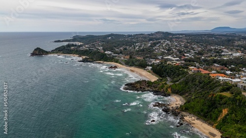 Aerial view of Flynns Beach in Port Macquarie, Australia