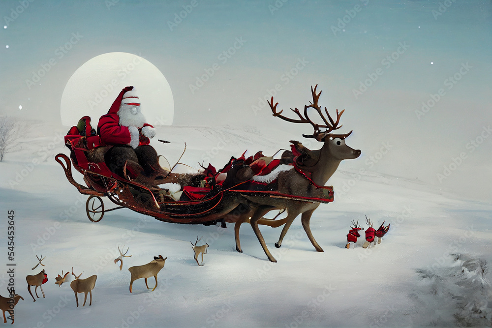 santa claus and reindeer Stock Illustration | Adobe Stock