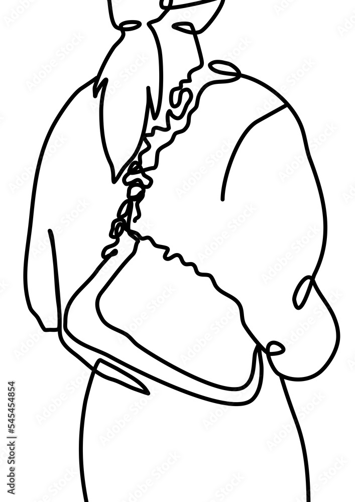 continuous line drawing - woman carrying a bag continuous line drawing - woman carrying a bag