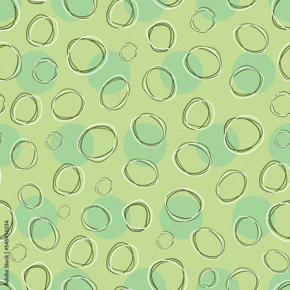 Aesthetic groovy polka dots seamless surface pattern with concentric uneven circles. Composite overlay repeat textured background