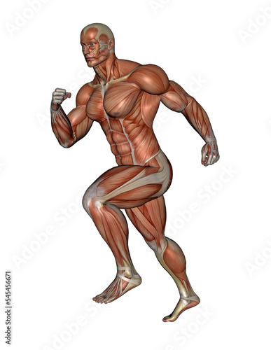 Muscular man running - 3D render