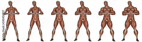 Becoming a muscular man - 3D render