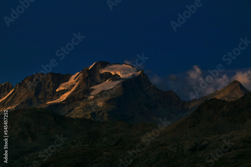 Evening view of the Gran Paradiso, taken from the Tre Becchi lakes