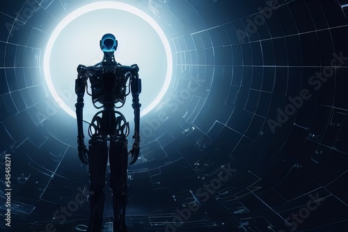 Robots. Futuristic interpretation Future 2025.Virtual reality. Generation of robots.
