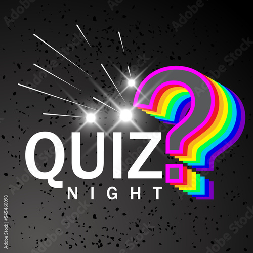 Quiz night background. Vector illustration. Quiz night poster with questions. Modern pub team game. Questions game. Quiz night announcement poster design web banner background vector illustration