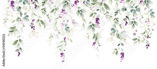 watercolor arrangements with flowers lavender. bouquets with wildflowers, leaves, branches. Botanic wallpaper