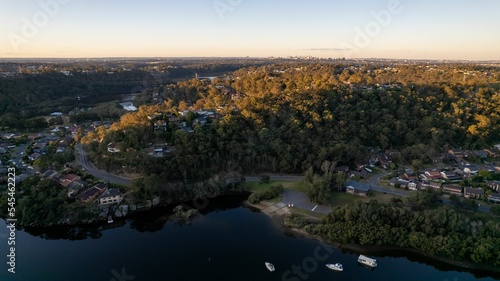 Woronora River surrounded by lush greenery in Sutherland Shire, Sydney, New South Wales, Australia