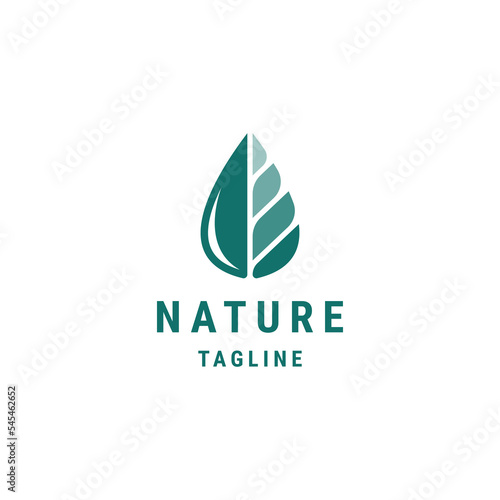 Leaf logo with water drop style logo icon design template flat vector 