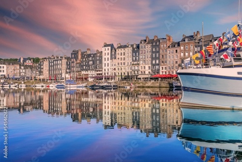 Honfleur, beautiful city in France, the harbor 