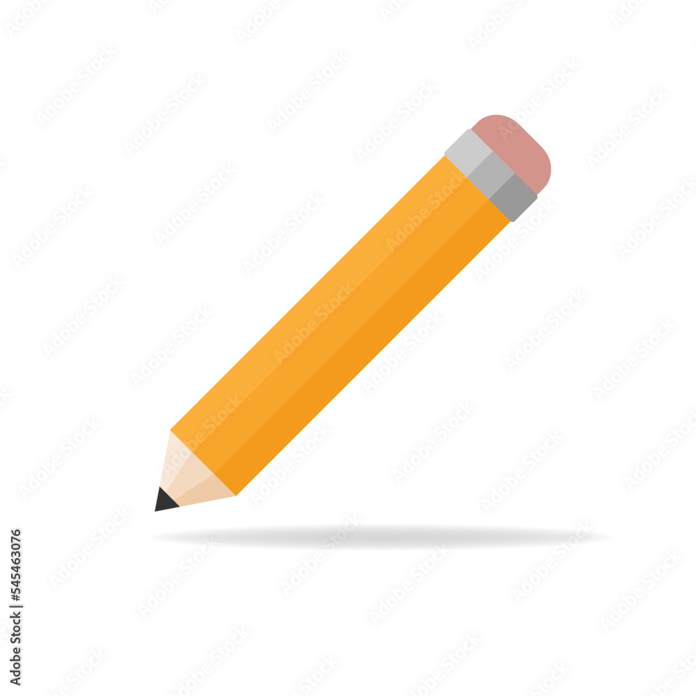 Pencil flat icon with long shadow on white background,vector