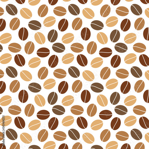 Coffee bean pattern for coffee shop. Vector pattern with coffee beans on beige background in retro style.