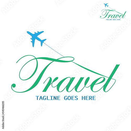 Travel modern logo design illustration. travel agency wordmark typography logo vector template. 