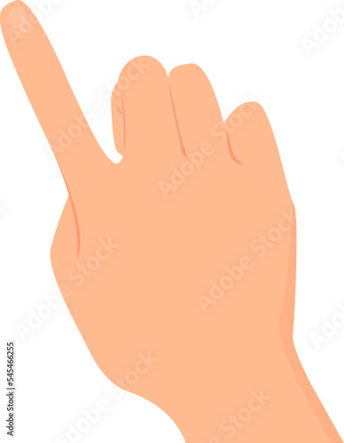 Pointing gesture with index finger. Vector illustration with transparent background.