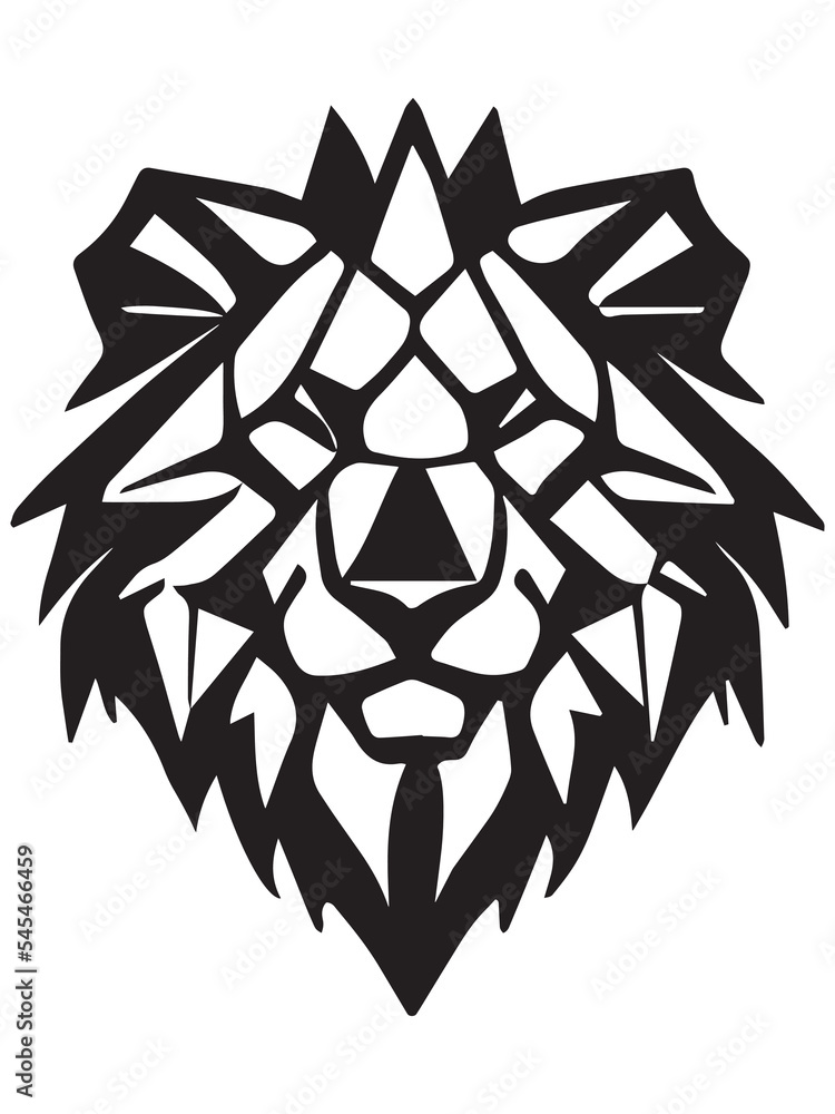 lion head logo vector in black and white. EPS file format, big cat logo design Stock Vector