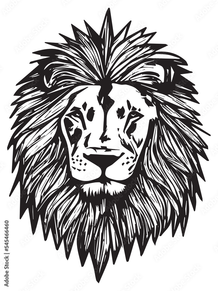 Obraz premium lion head logo vector in black and white. EPS file format, big cat logo design