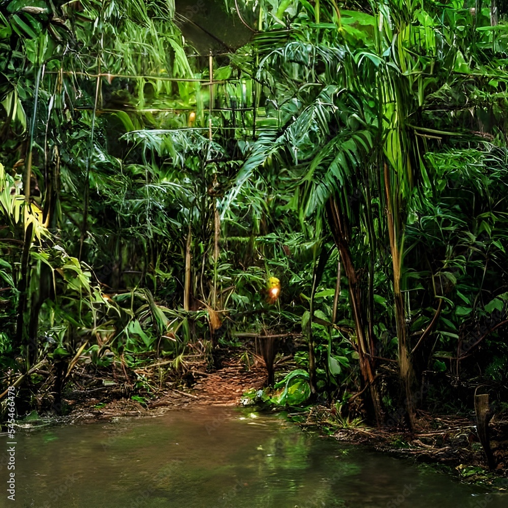 beautiful scene of sunset evening in tropical forest with trees beautiful scene of sunset evening in tropical forest with trees