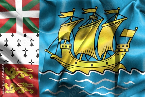 3D-Illustration of a Saint Pierre and Miquelon flag - realistic flag