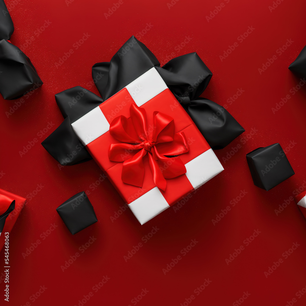 Presents with Ribbons, Red and Black Presents with Ribbons, Red and Black