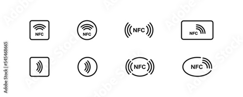 NFC icon. Contactless pay symbol. Payment wireless icons. Card and phone NFC pay. Vector sign.