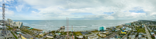 Canvas Print Aerial panorama Daytona Beach Florida after Hurricane Nicole