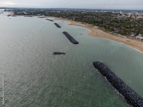 Aerial view of the rocky coastline of Saly, Senegal photo