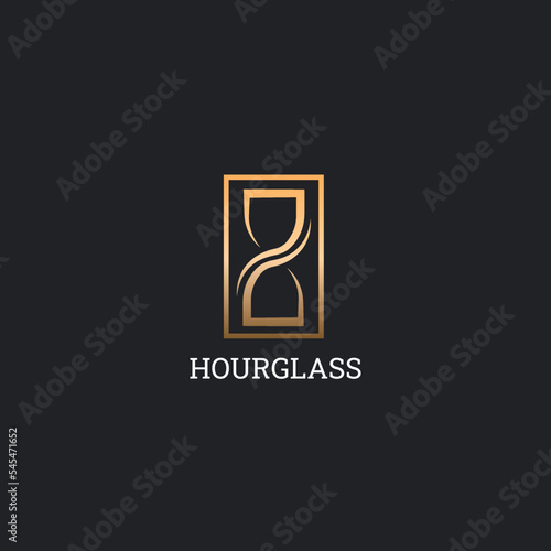 minimalist hourglass logo luxury gold vector design