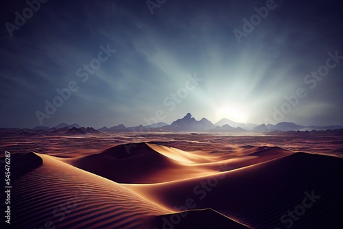 Blue sky and desert sunny day Generative AI © Whitefeather
