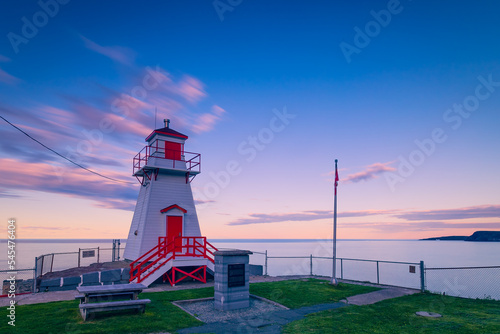 Lighthouse at Fort Amherst Saint John Newfoundland during sunset