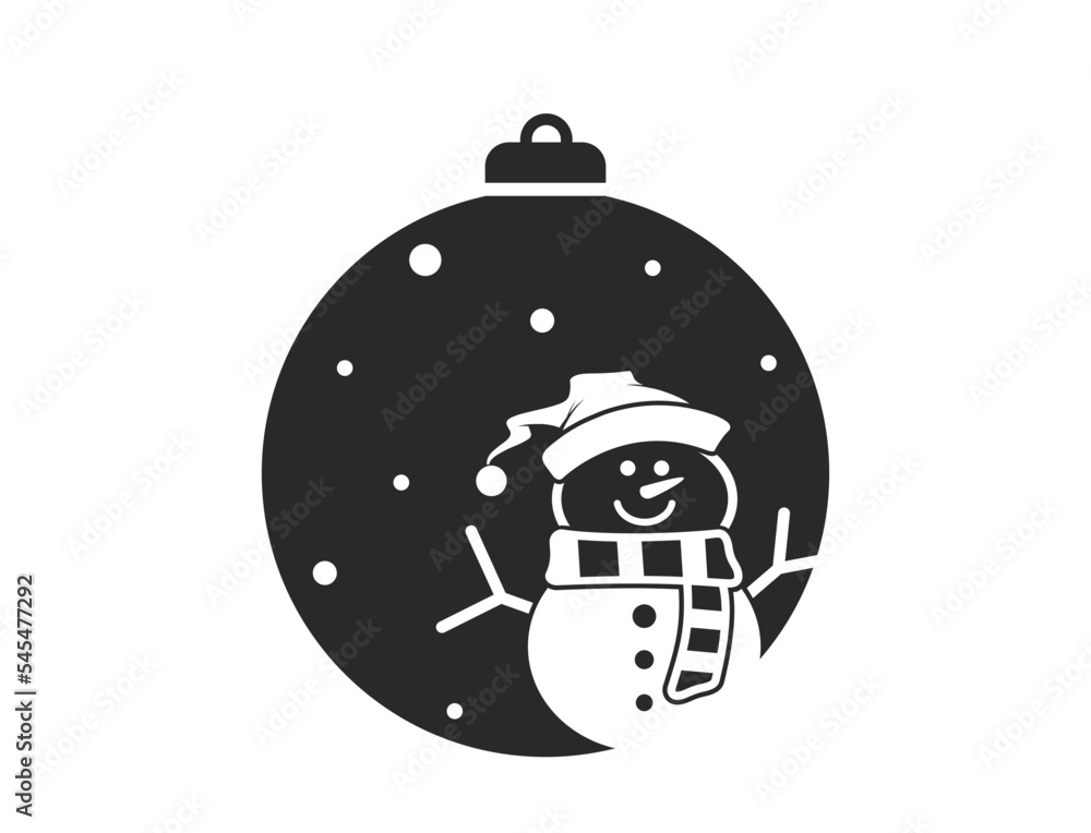 Christmas ball with snowman. vector element for Christmas and New Year design